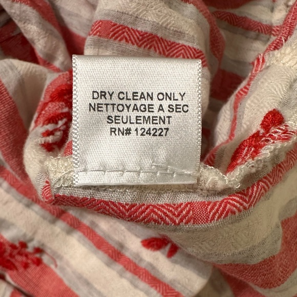 EUC MISA LA White Red Stripes Off Shoulder Tie Straps Oversize Collar Pullover L - Picture 12 of 12